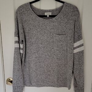 Lucky Brand gray Long Sleeve Sweater with White Stripes